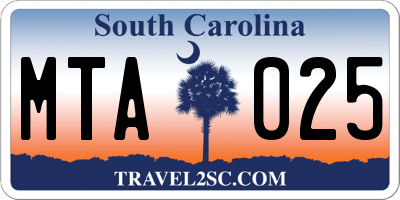 SC license plate MTA025