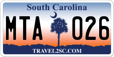 SC license plate MTA026