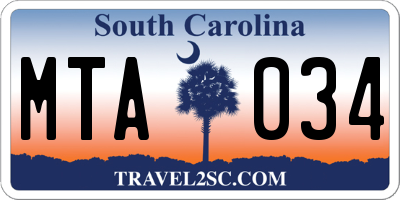 SC license plate MTA034
