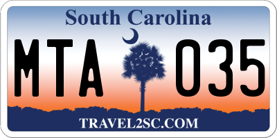 SC license plate MTA035