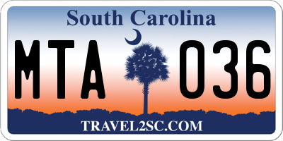 SC license plate MTA036