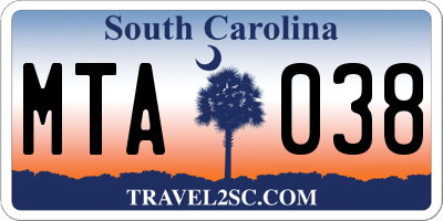 SC license plate MTA038