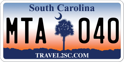 SC license plate MTA040