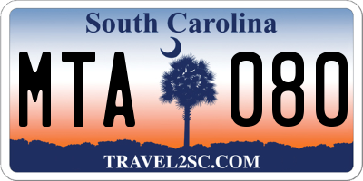 SC license plate MTA080
