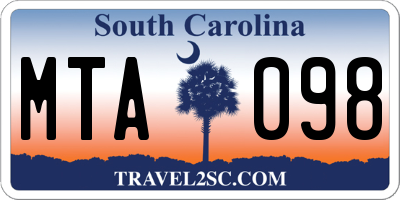 SC license plate MTA098