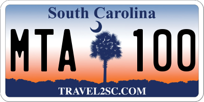 SC license plate MTA100