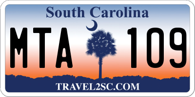 SC license plate MTA109