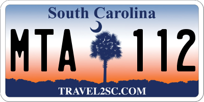 SC license plate MTA112