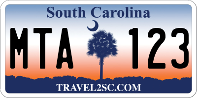 SC license plate MTA123