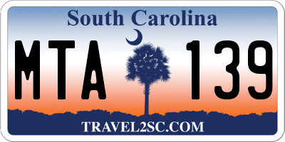 SC license plate MTA139
