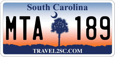 SC license plate MTA189