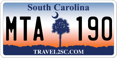 SC license plate MTA190