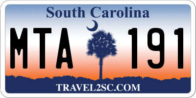 SC license plate MTA191