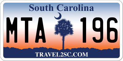 SC license plate MTA196