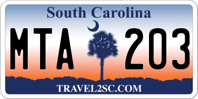 SC license plate MTA203