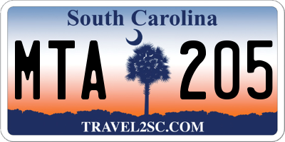 SC license plate MTA205