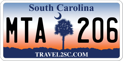 SC license plate MTA206