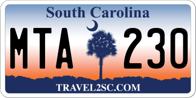 SC license plate MTA230