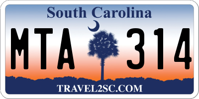 SC license plate MTA314