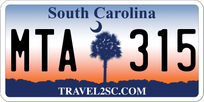 SC license plate MTA315