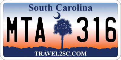 SC license plate MTA316