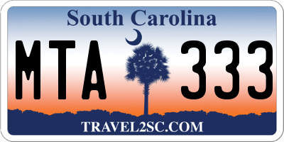 SC license plate MTA333