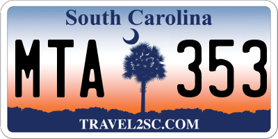 SC license plate MTA353