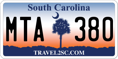 SC license plate MTA380