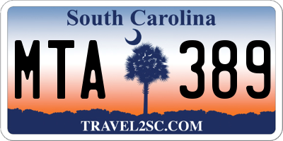 SC license plate MTA389