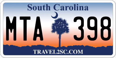 SC license plate MTA398
