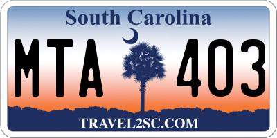 SC license plate MTA403