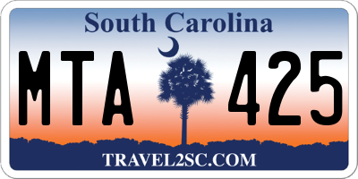 SC license plate MTA425