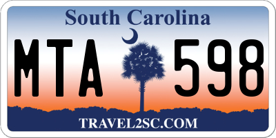 SC license plate MTA598