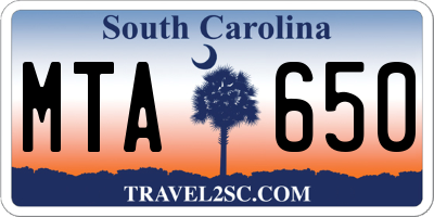 SC license plate MTA650