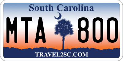 SC license plate MTA800