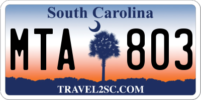 SC license plate MTA803