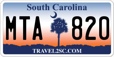 SC license plate MTA820
