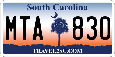 SC license plate MTA830