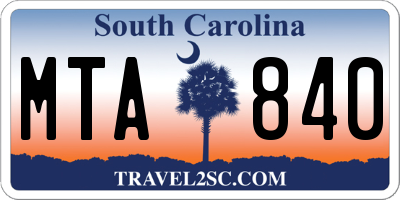 SC license plate MTA840