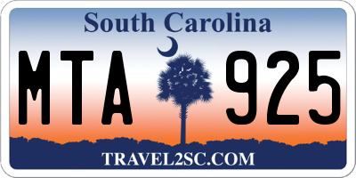 SC license plate MTA925