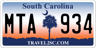 SC license plate MTA934