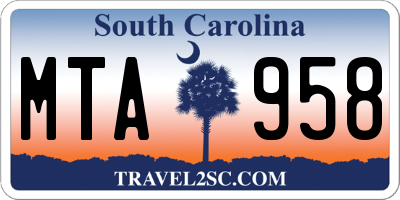 SC license plate MTA958