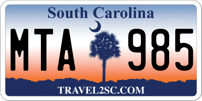 SC license plate MTA985