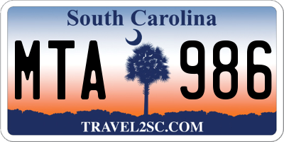 SC license plate MTA986