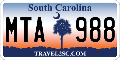 SC license plate MTA988