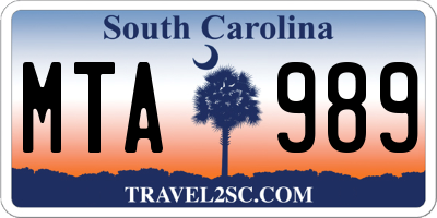 SC license plate MTA989