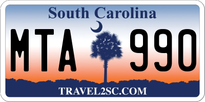 SC license plate MTA990