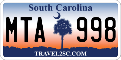 SC license plate MTA998