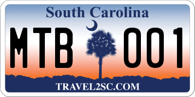 SC license plate MTB001