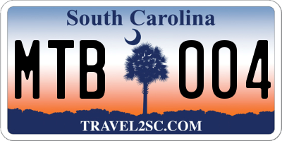 SC license plate MTB004